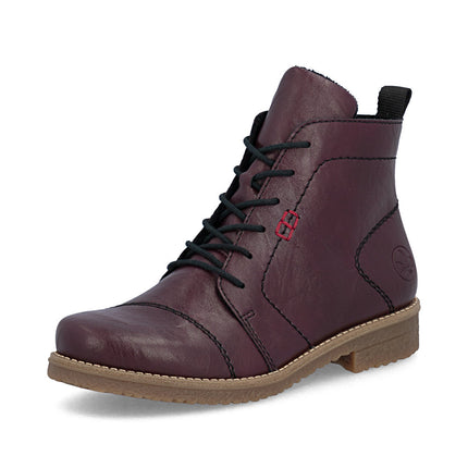 Rieker 73500-30 Red Ladies Casual Ankle Zip-Up Boots
