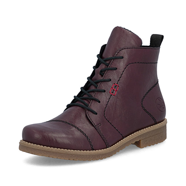 Rieker 73500-30 Red Ladies Casual Ankle Zip-Up Boots