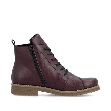 Rieker 73500-30 Red Ladies Casual Ankle Zip-Up Boots