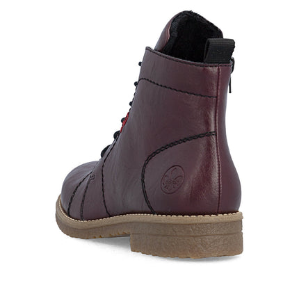Rieker 73500-30 Red Ladies Casual Ankle Zip-Up Boots
