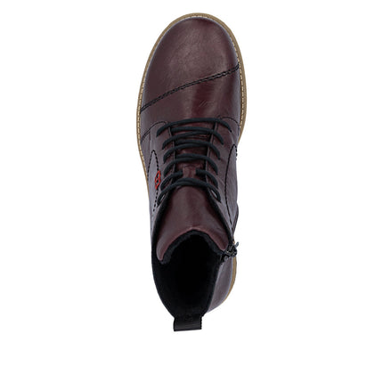 Rieker 73500-30 Red Ladies Casual Ankle Zip-Up Boots