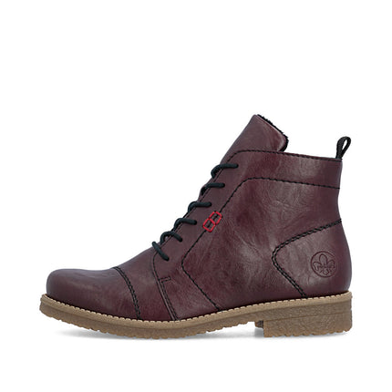 Rieker 73500-30 Red Ladies Casual Ankle Zip-Up Boots
