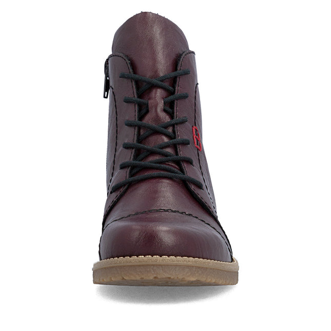 Rieker 73500-30 Red Ladies Casual Ankle Zip-Up Boots