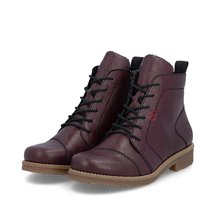Rieker 73500-30 Red Ladies Casual Ankle Zip-Up Boots