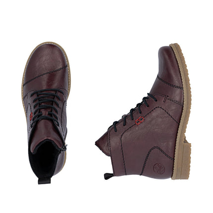 Rieker 73500-30 Red Ladies Casual Ankle Zip-Up Boots