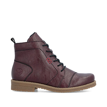 Rieker 73500-30 Red Ladies Casual Ankle Zip-Up Boots