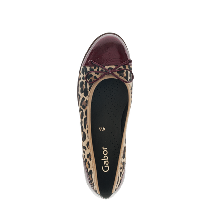 Gabor 74.100.32 Temptation Burgundy & Animal Print Flat Pump