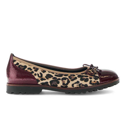 Gabor 74.100.32 Temptation Burgundy & Animal Print Flat Pump