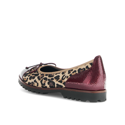 Gabor 74.100.32 Temptation Burgundy & Animal Print Flat Pump