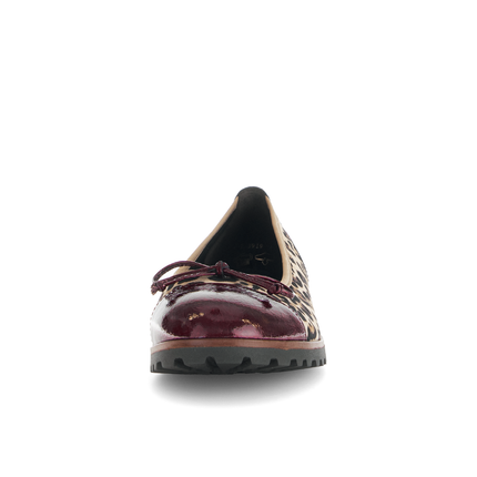 Gabor 74.100.32 Temptation Burgundy & Animal Print Flat Pump
