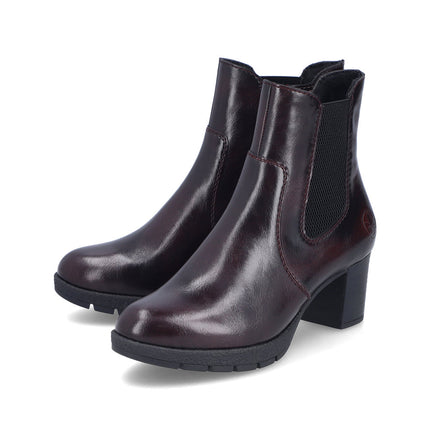 Rieker 77674-35 Red Ladies Casual Ankle Zip-Up Boots