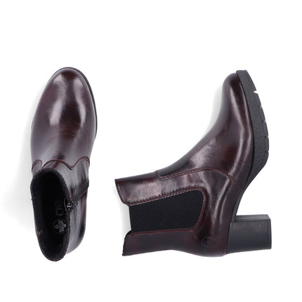 Rieker 77674-35 Red Ladies Casual Ankle Zip-Up Boots
