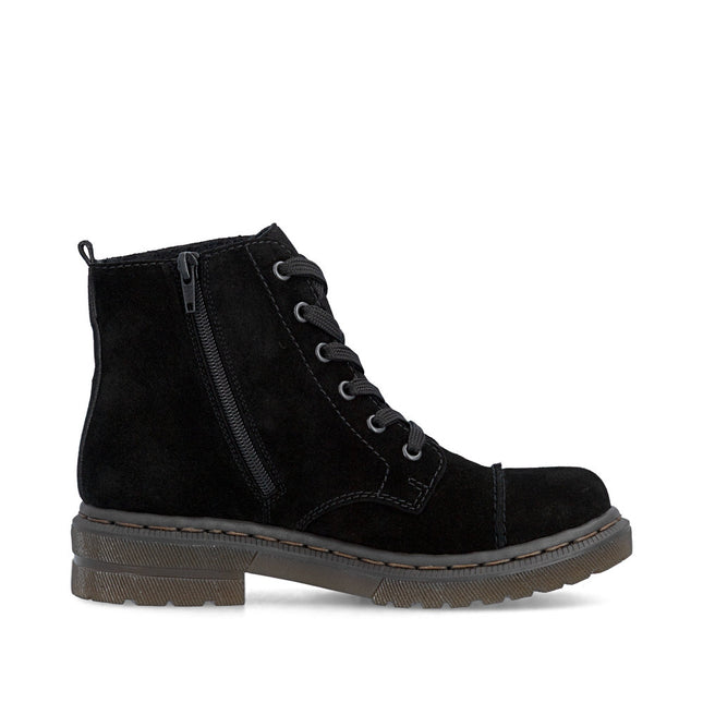 Rieker 78202-01 Black Suede Ladies Casual Zip Up Boots