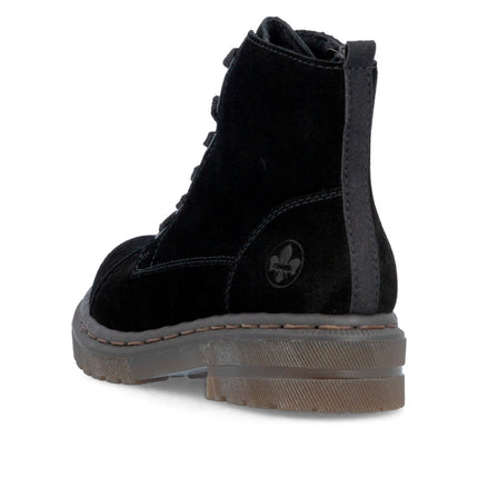 Rieker 78202-01 Black Suede Ladies Casual Zip Up Boots