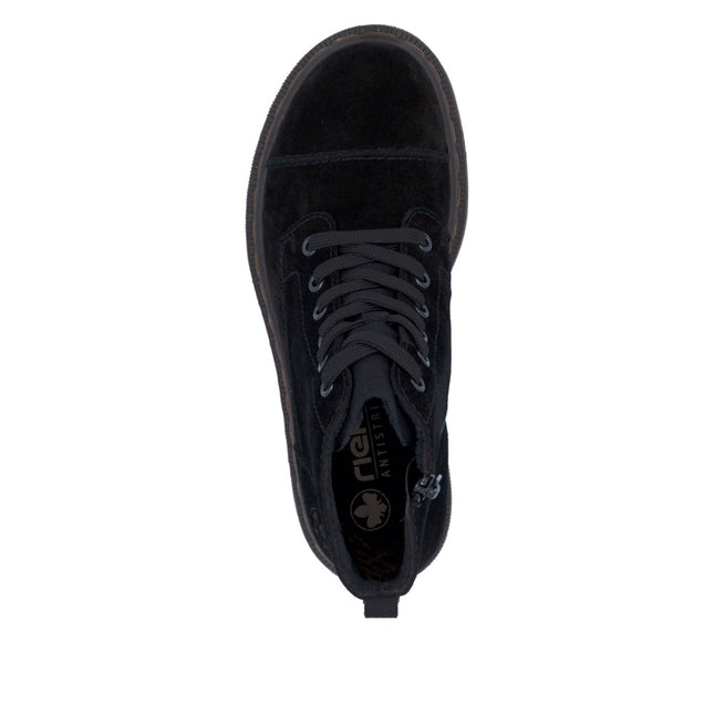 Rieker 78202-01 Black Suede Ladies Casual Zip Up Boots