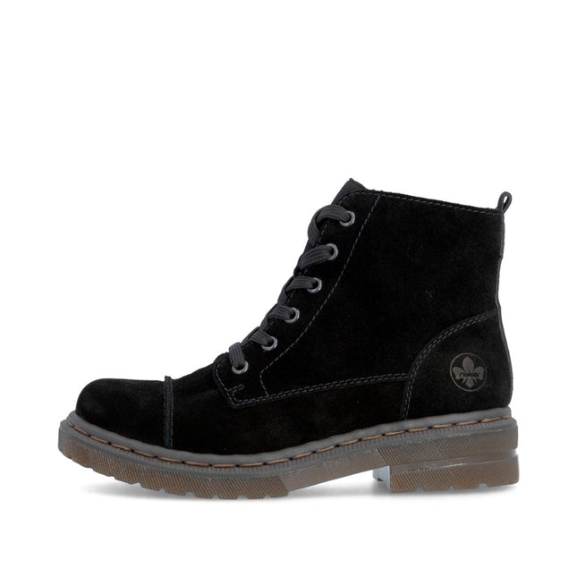 Rieker 78202-01 Black Suede Ladies Casual Zip Up Boots