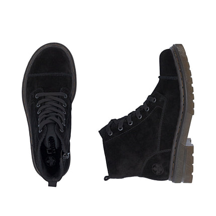 Rieker 78202-01 Black Suede Ladies Casual Zip Up Boots