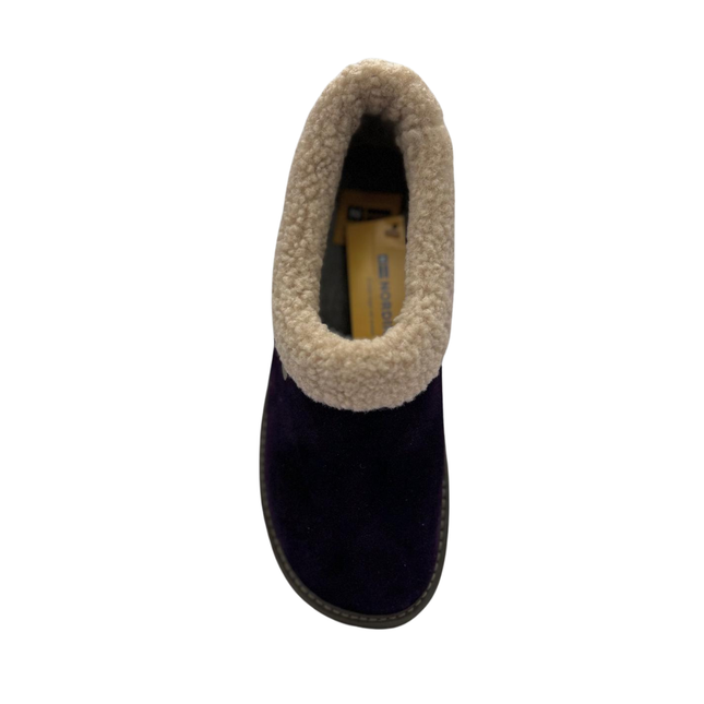 Nordikas Women’s 1754-O/4 Afelpado Púrpura Purple Suede Slippers – Shearling-Trimmed Closed Heel Comfort Slipper