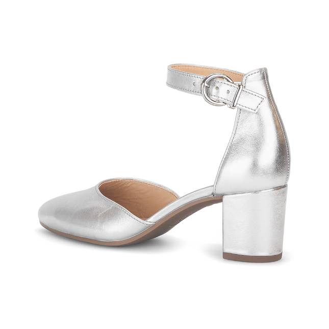 Gabor 81.340.31 Gala Silver Block Heeled Ankle Strap Closed Toe Heel