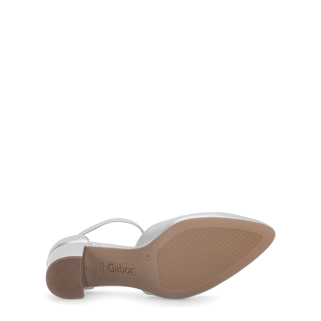 Gabor 81.340.31 Gala Silver Block Heeled Ankle Strap Closed Toe Heel