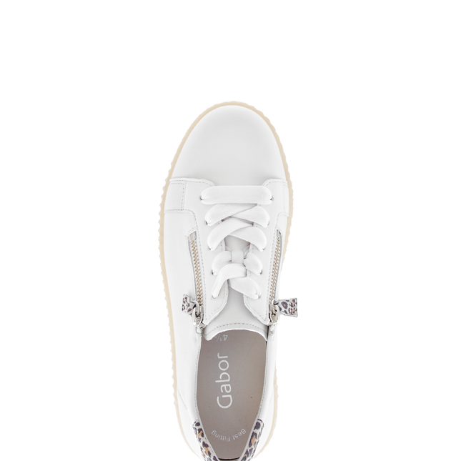 Gabor 83.334.29 Wisdom Off White Ladies Trainers with a touch of Animal Print