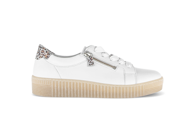 Gabor 83.334.29 Wisdom Off White Ladies Trainers with a touch of Animal Print