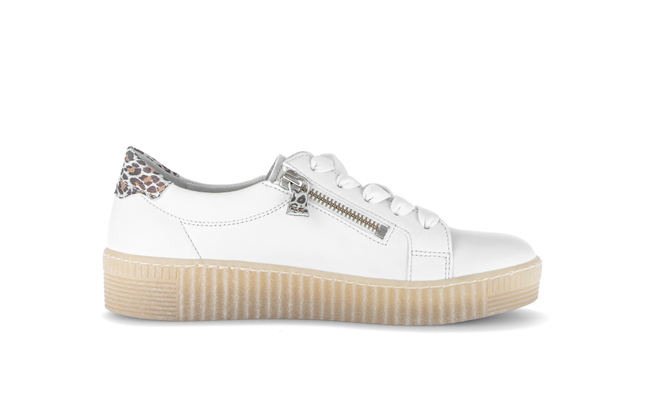 Gabor 83.334.29 Wisdom Off White Ladies Trainers with a touch of Animal Print