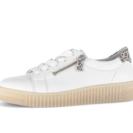 Gabor 83.334.29 Wisdom Off White Ladies Trainers with a touch of Animal Print