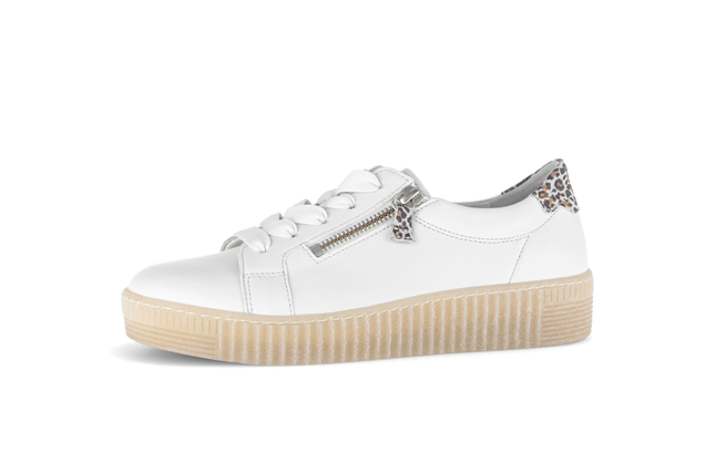 Gabor 83.334.29 Wisdom Off White Ladies Trainers with a touch of Animal Print