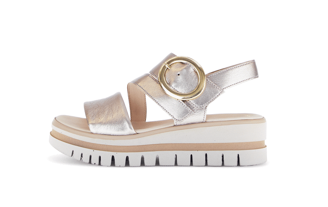 Gabor 84.627.62 Satin Metallic Gold Amarillo Gold Ladies Wedge Sandals