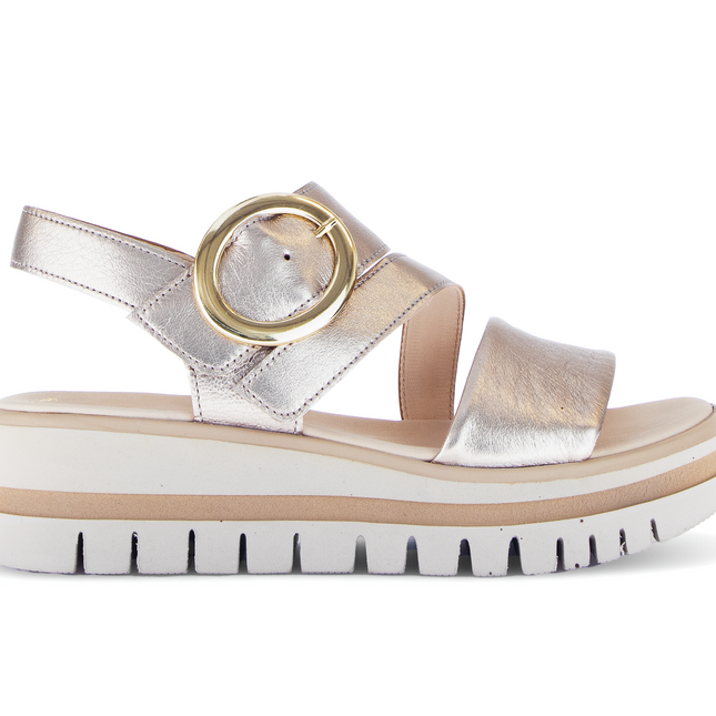 Gabor 84.627.62 Satin Metallic Gold Amarillo Gold Ladies Wedge Sandals