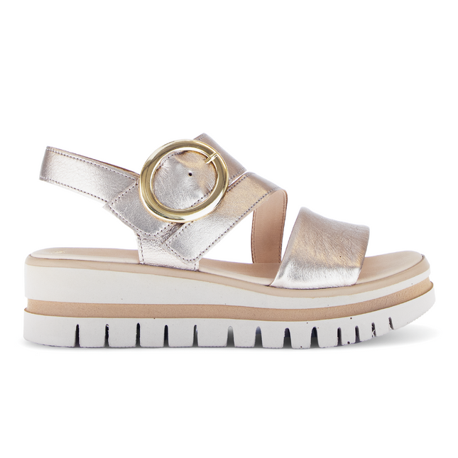 Gabor 84.627.62 Satin Metallic Gold Amarillo Gold Ladies Wedge Sandals