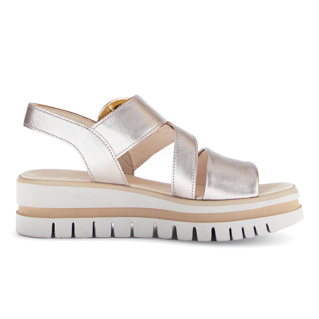 Gabor 84.627.62 Satin Metallic Gold Amarillo Gold Ladies Wedge Sandals