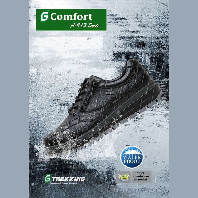 G Comfort A-913S Black Wide Fit Trekking Shoes