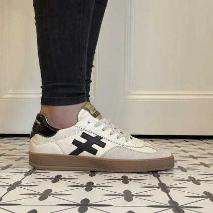 Another Trend White & Brown A032 T493  Multi 93 Ladies Comfort Trainers