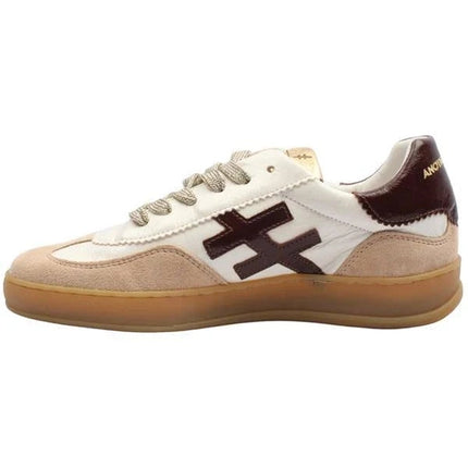 Another Trend White & Brown A032 T493  Multi 93 Ladies Comfort Trainers