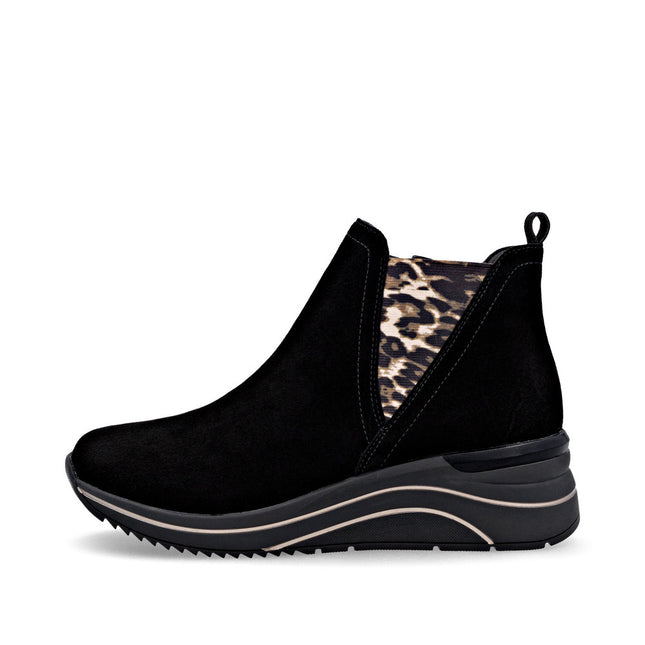 Remonte D0T75-04 Black Suede Womens Wedge Boot