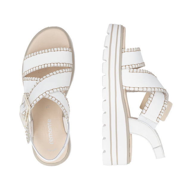 Remonte D3N51-80 White Ladies Wedge Sandals