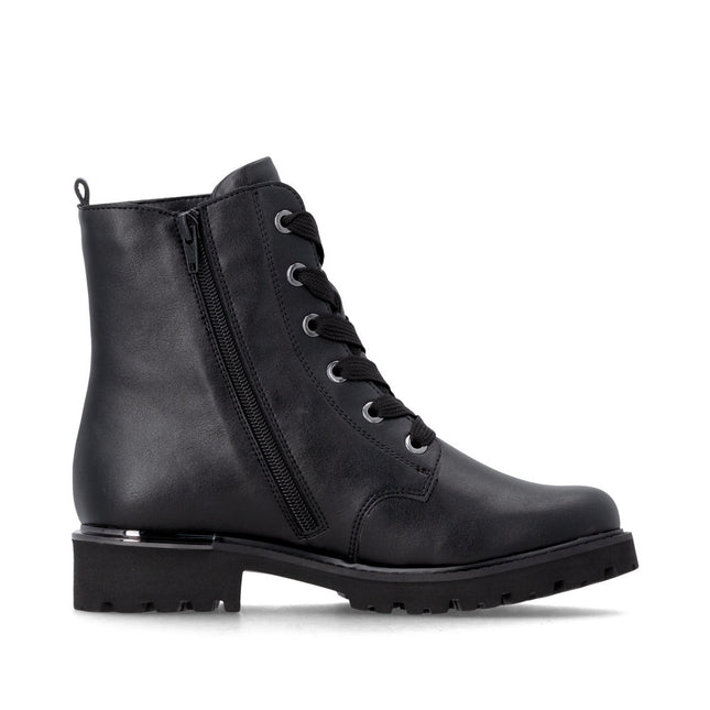 Remonte D8683-04 Black Ladies Casual Ankle Lace-Up Zip-Up Boots