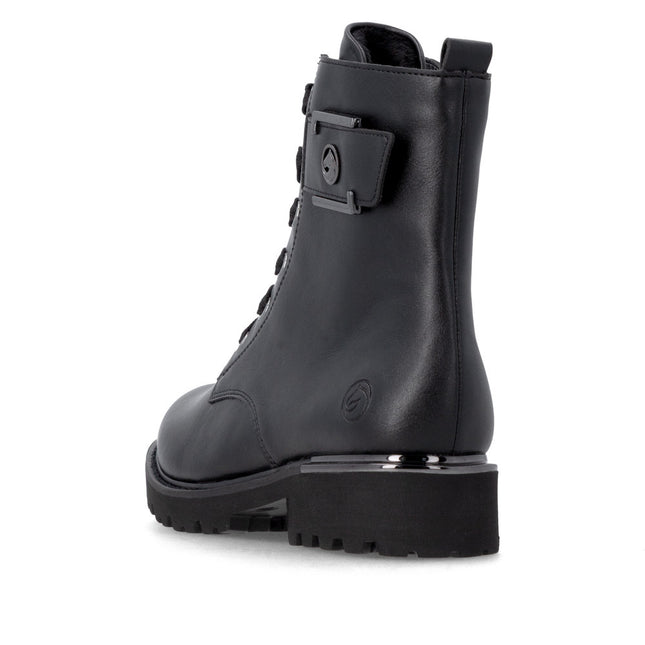 Remonte D8683-04 Black Ladies Casual Ankle Lace-Up Zip-Up Boots