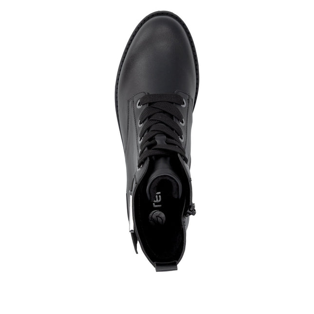 Remonte D8683-04 Black Ladies Casual Ankle Lace-Up Zip-Up Boots