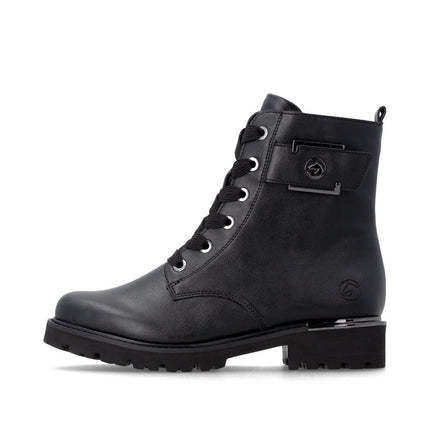 Remonte D8683-04 Black Ladies Casual Ankle Lace-Up Zip-Up Boots