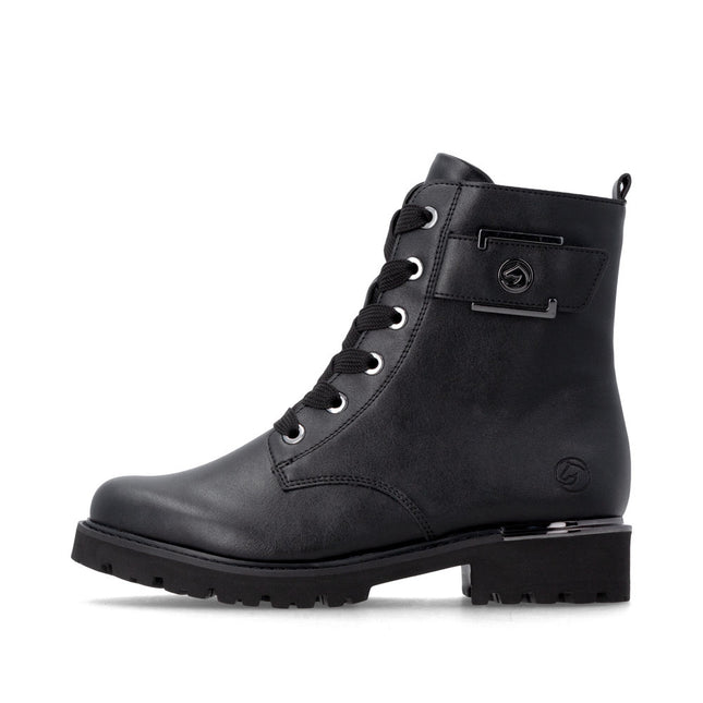 Remonte D8683-04 Black Ladies Casual Ankle Lace-Up Zip-Up Boots