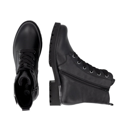 Remonte D8683-04 Black Ladies Casual Ankle Lace-Up Zip-Up Boots