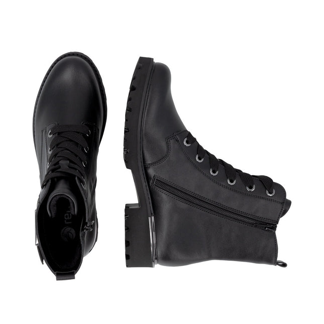 Remonte D8683-04 Black Ladies Casual Ankle Lace-Up Zip-Up Boots