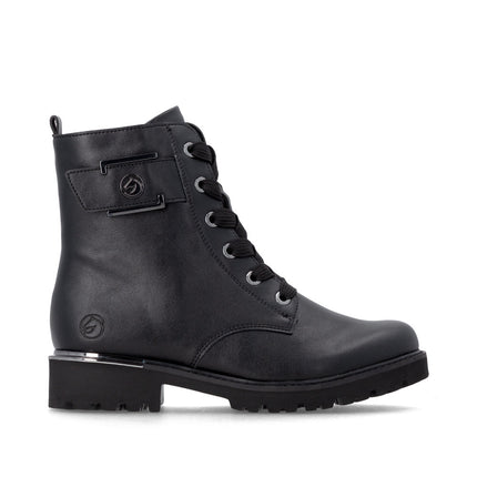 Remonte D8683-04 Black Ladies Casual Ankle Lace-Up Zip-Up Boots