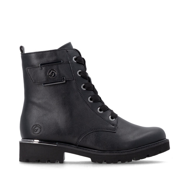 Remonte D8683-04 Black Ladies Casual Ankle Lace-Up Zip-Up Boots