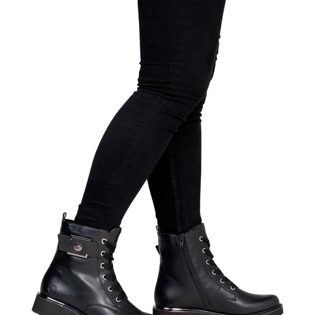 Remonte D8683-04 Black Ladies Casual Ankle Lace-Up Zip-Up Boots
