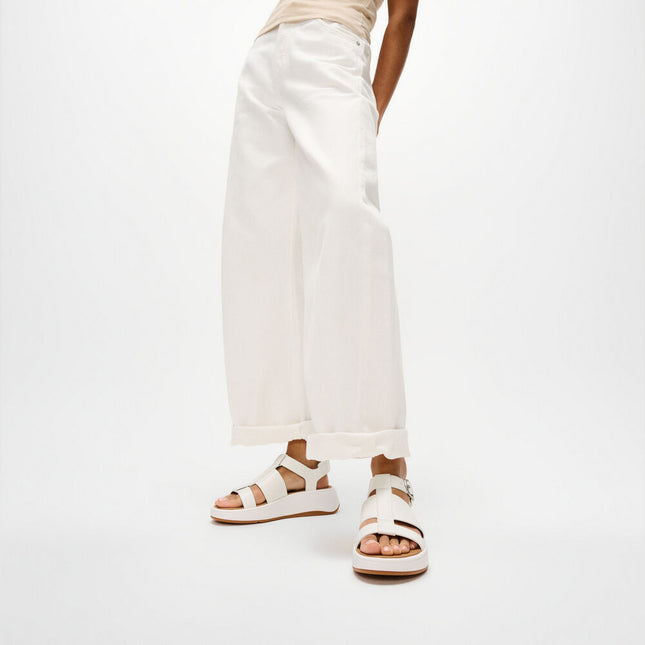 Fitflop F-MODE LEATHER FLATFORM FISHERMAN SANDALS HV1-194 Urban White Ladies Sandals