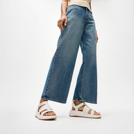 Fitflop F-MODE LEATHER FLATFORM FISHERMAN SANDALS HV1-194 Urban White Ladies Sandals